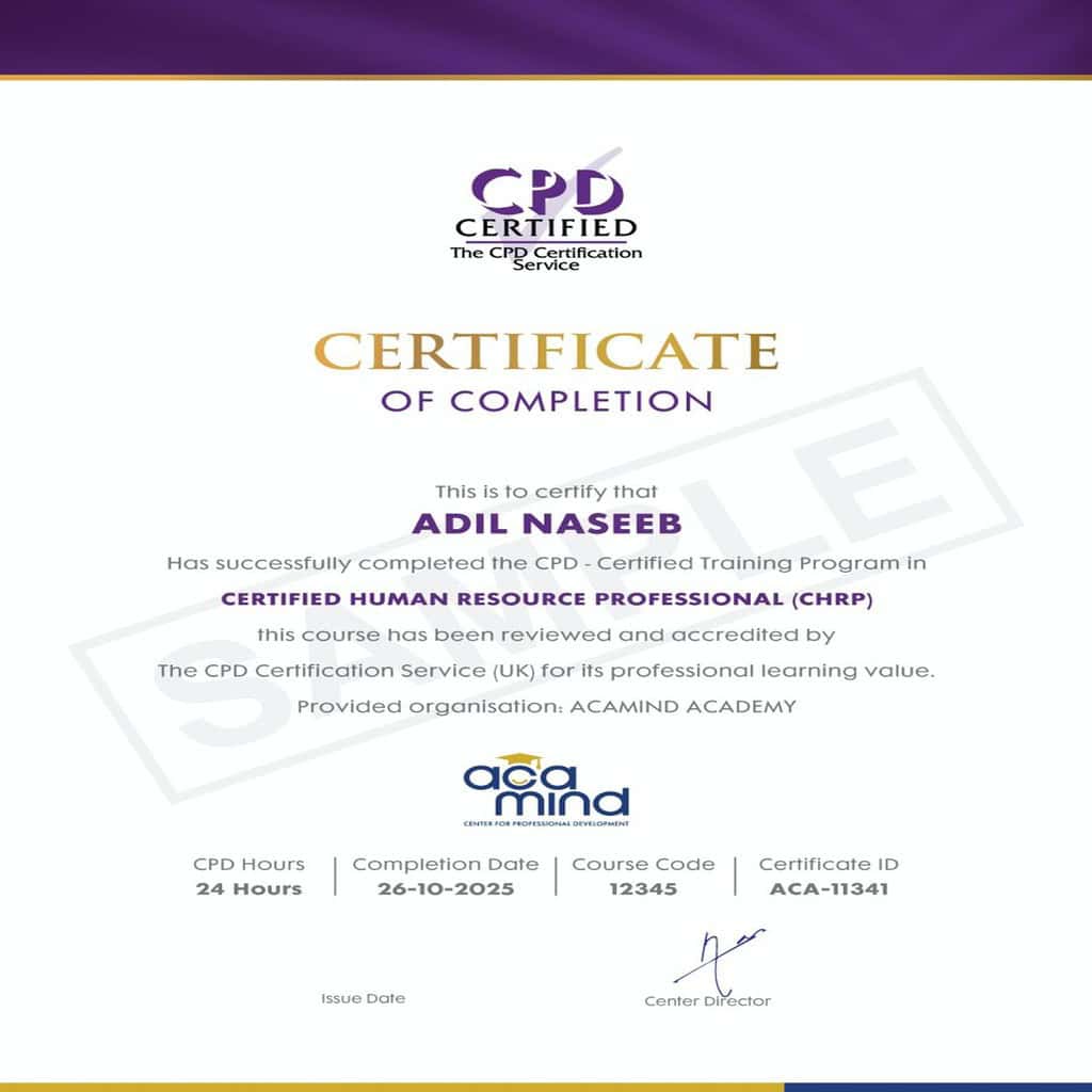 CPD Certified Digital Marketing Training Certificate.