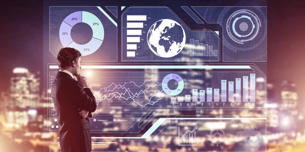 Interactive dashboards displaying global data trends and analytics charts.